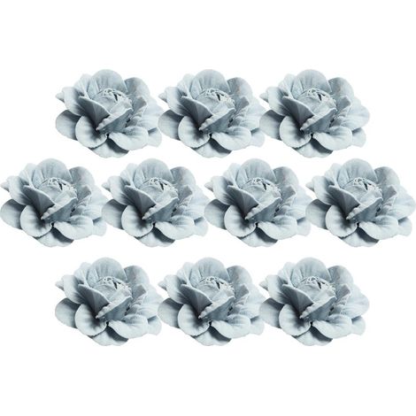 10pcs Fleur De Suède Fleur De Rose Artificielle Pour Décoration De Mariage Bricolage Bleu Clair (1/5)