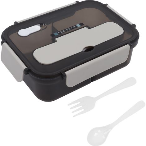 Boîte Bento 2 Compartiments 1100ml Grande Capacité pour Déjeuner École Bureau Maison Blanc (1/5)