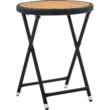 Tavolino da Tè Nero 60 cm in Polyrattan e Massello di Acacia vidaXL (1/5)