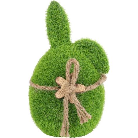 Lepre floccata con fiore di legno 15 cm verde
