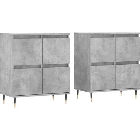 Aparador cómoda cómoda armario mueble organizador cocina salón salón juego de 2 madera contrachapada gris 020036872