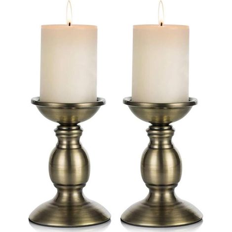 2 Pièces Bougeoir À Pilier pour Bougies 80mm Bougeoir De Fer en Forme De Colonne, Bougeoir De Décoration pour Table De Mariage/fête/Anniversaire,Accessoires pour Dîner Aux Chandelles (1/4)