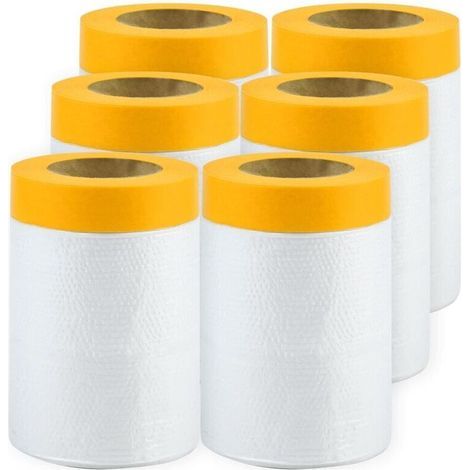 6 Rouleaux Masker Avec Ruban De Masquage, Film De Masquage, Ruban Adhésif De Masquage Avec, Bache De Protection Peintur Pour Peinture/travaux/meubles/sol(55 Cm 16 M) (1/4)