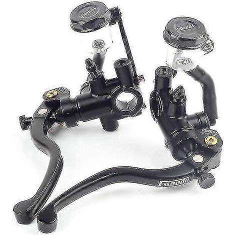 Maître-cylindre de frein et d'embrayage hydraulique à levier CNC pour moto de course, universel et compatible avec Yamaha, Kawasaki et Suzuki (noir)
