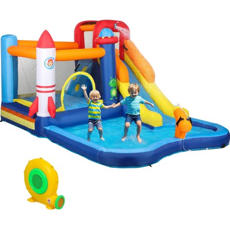 Château Gonflable, Toboggan, Piscine à Éclaboussures, Multicolore, 360X250X195 cm (1/2)
