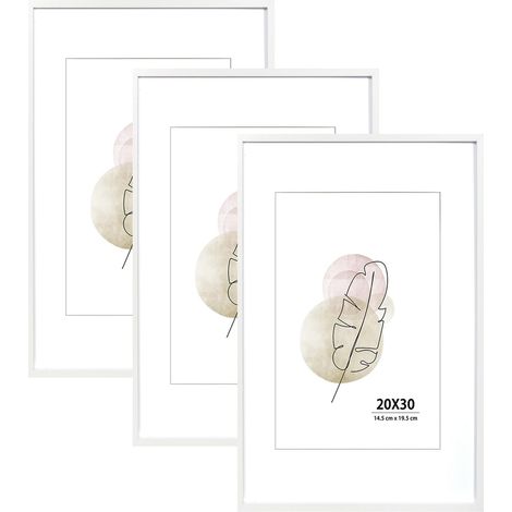 Lot de 3 cadres photo blancs de 50,8 x 76,2 cm, cadre en bois pour table et montage mural pour la maison, le bureau, la galerie, les vacances (1/5)