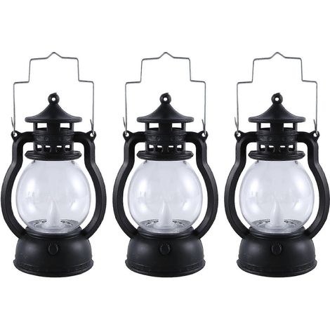 Lot de 12 mini lanternes décoratives avec bougie LED, style vintage, à suspendre, fonctionnant sur piles, noires (1/5)