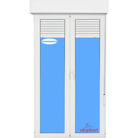 Balconera PVC - ALUPLAST - 1500x2285 Blanca 2 Hojas Oscilobatiente con Persiana Vidrio Transparente (1/5)