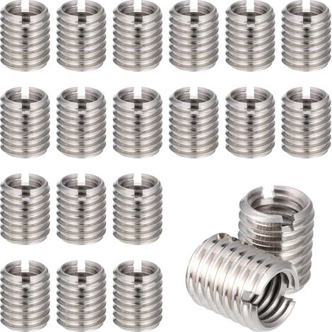 20 Pièces Insert Fileté en Acier Inoxydable, Insérer Écrou Vis Réducteur de Filetage M8 X 1,25 Femelle et M10 X 1,5 Mâle, Adaptateurs Filetés pour Réparation de Filetages (1/5)
