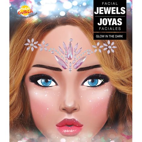 Autocollants Bijoux Cristaux Décoration Visage Rose (1/3)