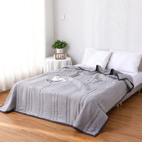 Couverture rafraîchissante grise pour l'été - Couverture rafraîchissante glacée pour des nuits chaudes et reposantes, idéale pour lutter contre les sueurs nocturnes. Couverture rafraîchissante double 