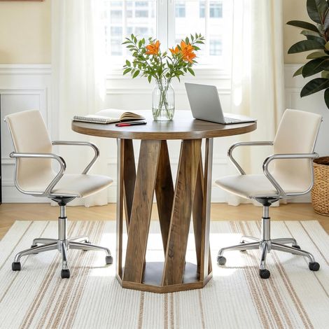 Tribesigns Round Dining Table for 2-4 People, 31.5-Inch Small Farmhouse Wooden Circle Kitchen Table for Dining Room, Small Space, Living Room, Rustic Brown