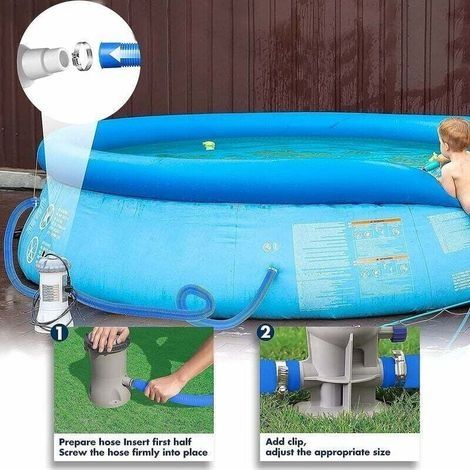 Manguera para piscina - 32 mm - Longitud: 150 cm - Azul - 2 mangueras - Para sistemas de filtración y agua salada (1/3)