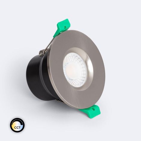 Foco Downlight LED 5-8W Ignífugo Circular Regulable IP65 Corte Ø 65 mm Solid Design Plateado Seleccionable (Cálido-Neutro)