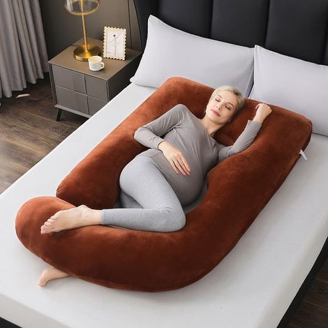 Coussin de grossesse - Coussin de corps / Coussin pour femmes enceintes - 155 x 75 x 60 cm - Marron-AquaForge (1/5)