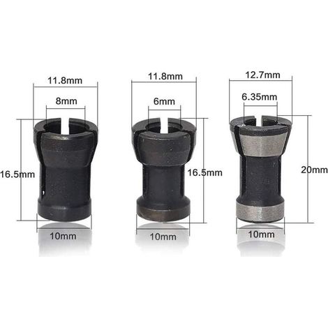 6 cabezales de mandril HSS Betterlife, cabezal adaptador convertidor para taladros, máquina de grabado, para portabrocas de enrutador de madera eléctrico (6/6,35/8 mm) (1/4)