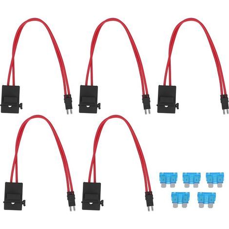 Connecteur porte-fusible de voiture, 5 pièces, Mini extension de fil robuste pour véhicule ATM 20A 16AWG avec 5 fusibles ACM pieds longs 9.1mm (1/5)