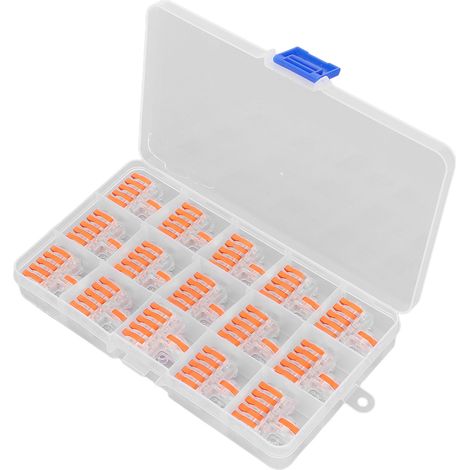 Lot de 15 connecteurs de fils à montage rapide, bornier de séparation compact DF-15 transparent (1/5)