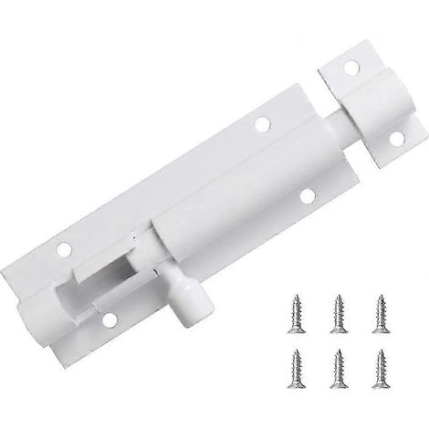 Verrou de porte coulissant de sécurité en acier inoxydable, 1 pièce, blanc (1/5)