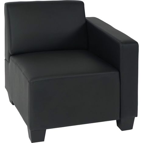 Salotto modulare componibile lounge moderno Lione N71 ecopelle parte laterale destra nero