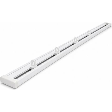 Rail de Rideau Aluminium Silencieux Plafond 150 cm Blanc