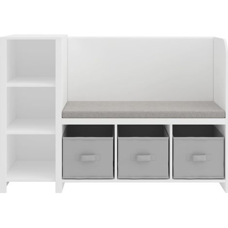 Scaffale dal design senza tempo per soggiorno camera da letto mobile contenitore per bambini con panca Høylandet 76 x 112 x 40 cm bianco/grigio 030011205