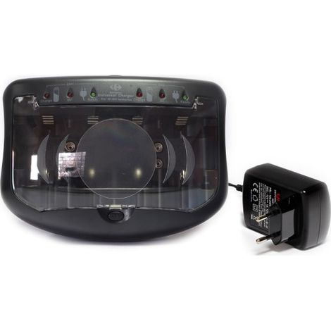 Chargeur de piles universel pour AA, AAA, C, D, 9V – Adaptateur secteur inclus – Protection contre courts-circuits – Uniross