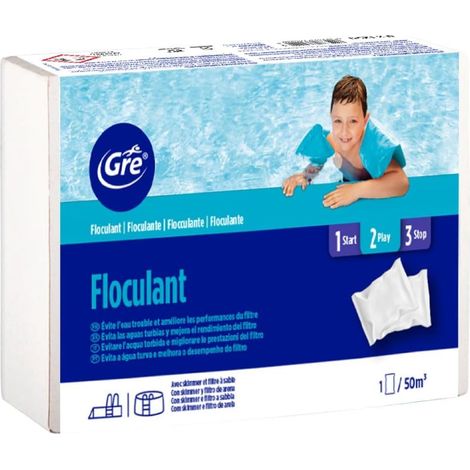 Ffloculant en Cartouches, Action clarifiante pour l’Eau de Piscine. Traitement pour piscines de Tout Type. 1 kg, Cartouches de 125 grammes. (1/5)