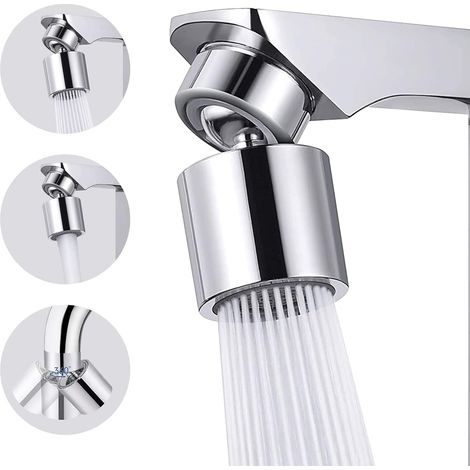 Lntyq 360° schwenkbarer Wasserhahnbelüfter mit Doppelfunktion, wassersparender M22/M24-Wasserhahnbelüfter, Filter-Wasserhahnverlängerung, multifunktionaler verstellbarer Küchenwasserhahn-Düsensprüher (1/5)
