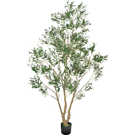 Mophorn Árbol Artificial de Olivo de 2438 mm de Altura, Planta Decorativa de PE para Hogar, Oficina, Hotel, Centro Comercial, Uso Interior y Exterior, con Maceta Negra (1/5)