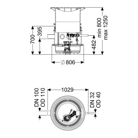 -Pumpstation Aquapump Medium Mono, GTF 600, 800-1250 mm, Klasse B