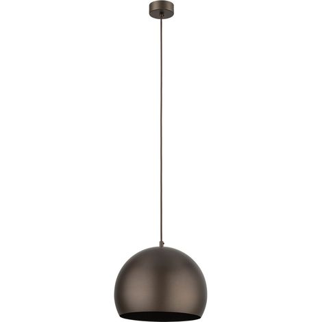 Hängeleuchte Metall rund D: 27 cm H: max. 160 cm Braun E27 Kugelschirm Retro (1/5)