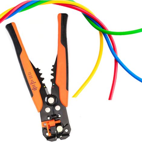 Pince à dénuder automatique, pince à tirer les fils, pince multifonction, pince d'électricien, pince à dénuder et à sertir, pince à dénuder orange (1/5)