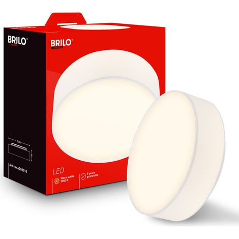 Briloner Plafonnier LED abat-jour en tissu Ø30x10,5 cm rond 16W 1800lm 3 000K blanc chaud blanc - Lustre salon chambre cuisine couloir (1/5)