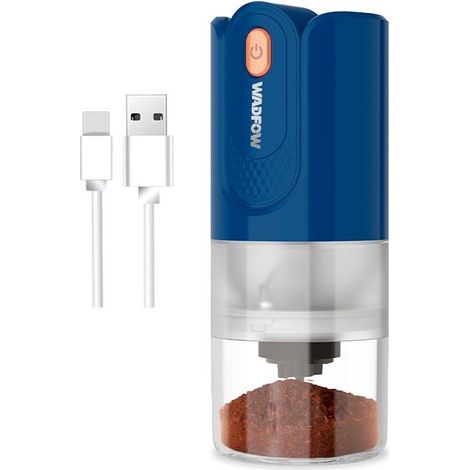 Moulin à café sans fil WADFOW 25 g, céramique, mouture réglable, batterie 1500 mAh