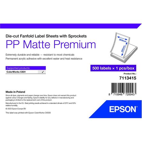 Epson 7113415 etichetta per stampante Bianco Etichetta per stampante autoadesiva