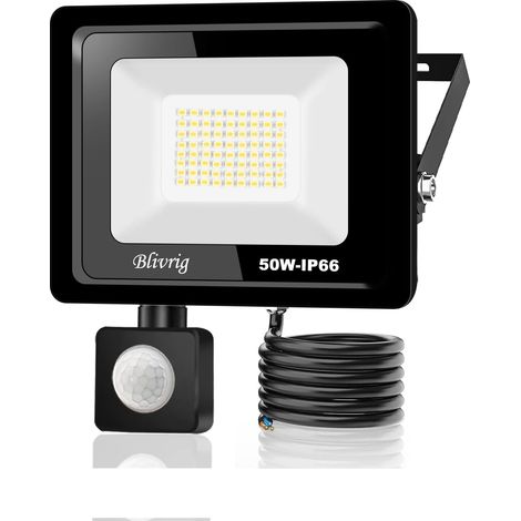 Projecteur LED extérieur avec détecteur de mouvement 50 W, 5000 lm, IP66, blanc froid, 6000 K, projecteur extérieur (1/5)