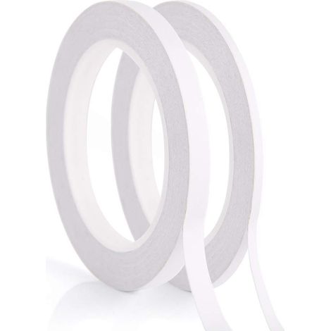 Fepito Double-sided adhesive tape. Width: 5 mm/9 mm, 35 m each roll, two rolls white (1/5)