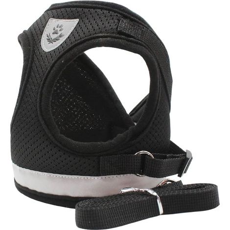 Sollbry Arnés para perros y mascotas, chaleco de malla suave, collar de paseo para mascotas, correa reflectante, control de seguridad para gatos pequeños, interior de malla transpirable (negro, S (36  (1/5)