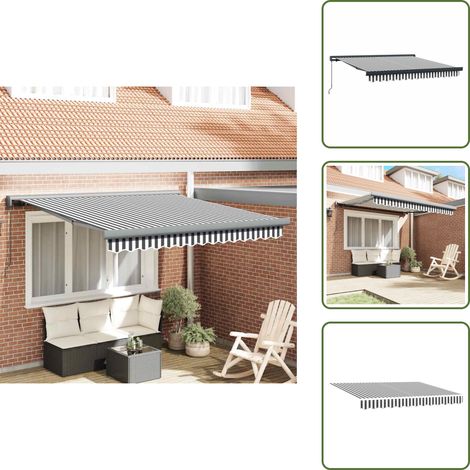 Auvent rétractable anthracite/blanc 3x2,5 m tissu et aluminium - Auvent Retractable - Store Mural - Parasol - Abri Solaire - Protection Uv (1/5)