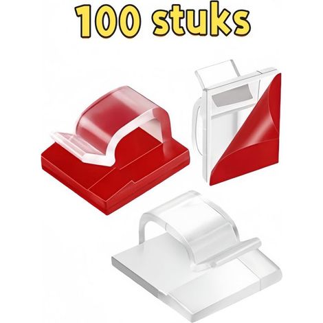 Pack of 100 transparent cable ties, 14 x 14 x 8 mm, for securing cables under desks, on walls, in cars, and for cable bundles (1/5)