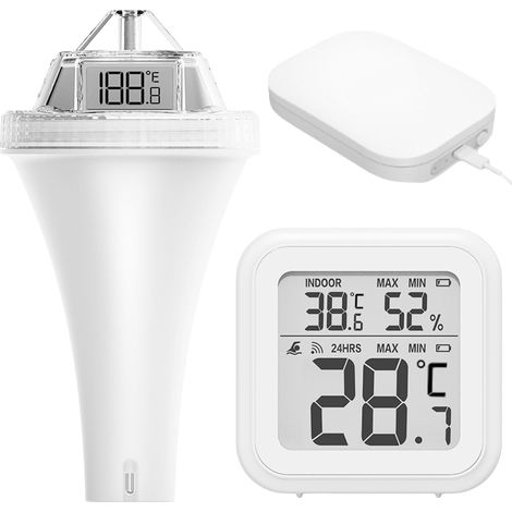 Schwimmendes WLAN-Poolthermometer – Intelligentes Wasserthermometer mit App, Außensensor, LCD-Bildschirm, IP67, für Schwimmbäder, Teiche, Whirlpools, Innen- und Außenbereich (1/5)