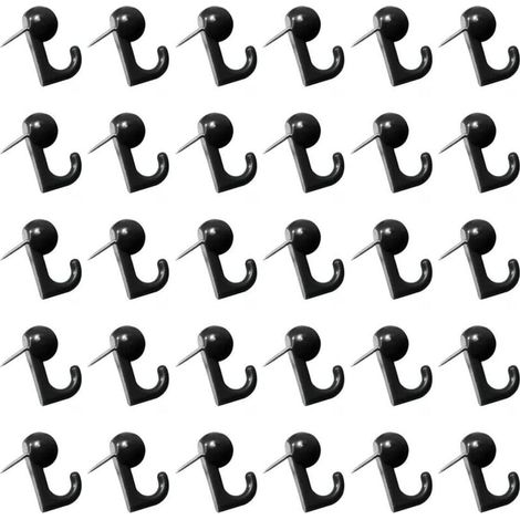 50 schwarze Kunststoff-Reißzweckenhaken, dekorative Wandhaken zum Aufhängen von Pinnwänden, Landkarten, Kalendern, Bildern, Schulbedarf für Büro, Zuhause und mehr. (1/4)