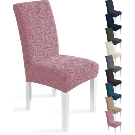 Stuhlbezug 6er Set, elastisch, waschbar, für Esszimmerstühle, Rosa (1/5)