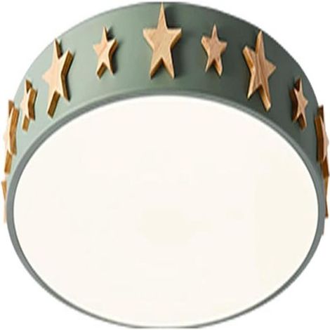 Grand plafonnier pour chambre d'enfant, vert, motif étoile en bois, salon et cuisine (1/5)