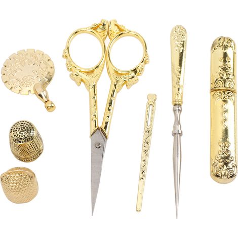 Boîte à couture Vintage, Kit multifonctionnel en bois avec coupe-fil de cisaille, dé à coudre, 1 ensemble de 30 pièces (1/5)