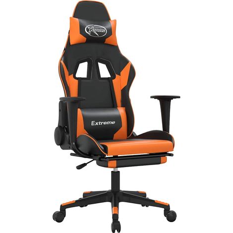 Maison Exclusive - Sedia da Gaming con Poggiapiedi Nero e Arancione in Similpelle (1/5)