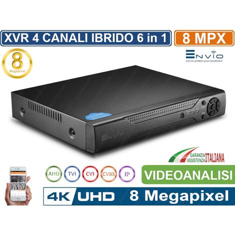 XVR DVR 6in1 AHD CVI TVI CVBS XVI IP 4CH CANALI 8 MPX CLOUD P2P UTC VIDEOANALISI (1/2)