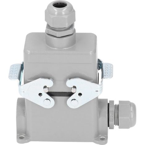 Wasserdichter Industriestecker, 16 A 500 V, rechteckiges Gehäuse aus Aluminiumguss, robuster Stecker und Buchse für den Einsatz unter hoher Belastung. (1/5)