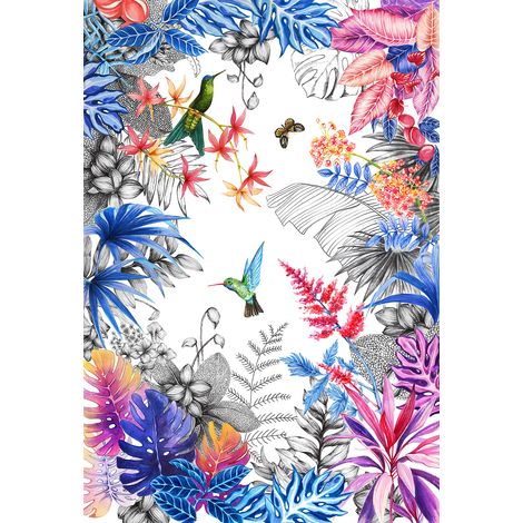 Papier peint panoramique - Fleurs Oiseaux - 130 cm x 191 cm (1/2)